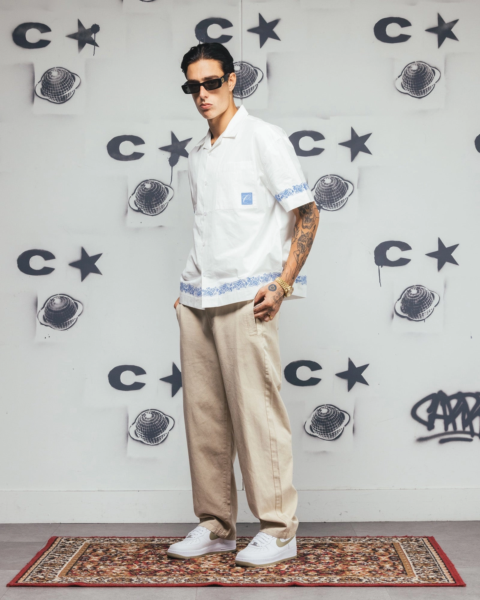 Carre Rose Bowl Button Up Shirt Off White Smooth Finish Smart Appearance