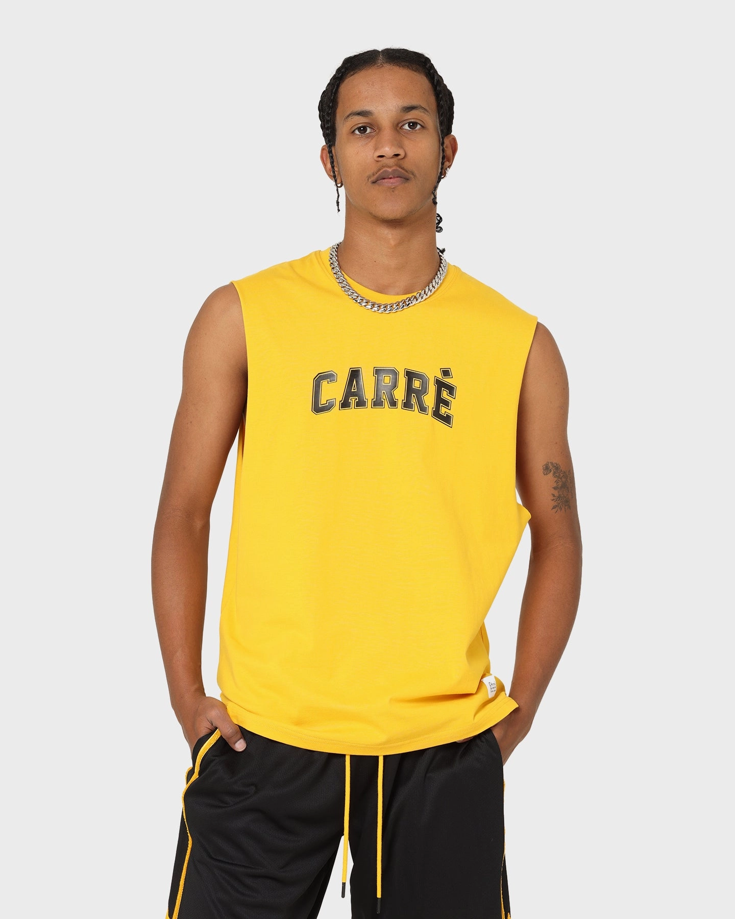 futuristic Comfort Style Carre Cours Muscle T-Shirt Yellow