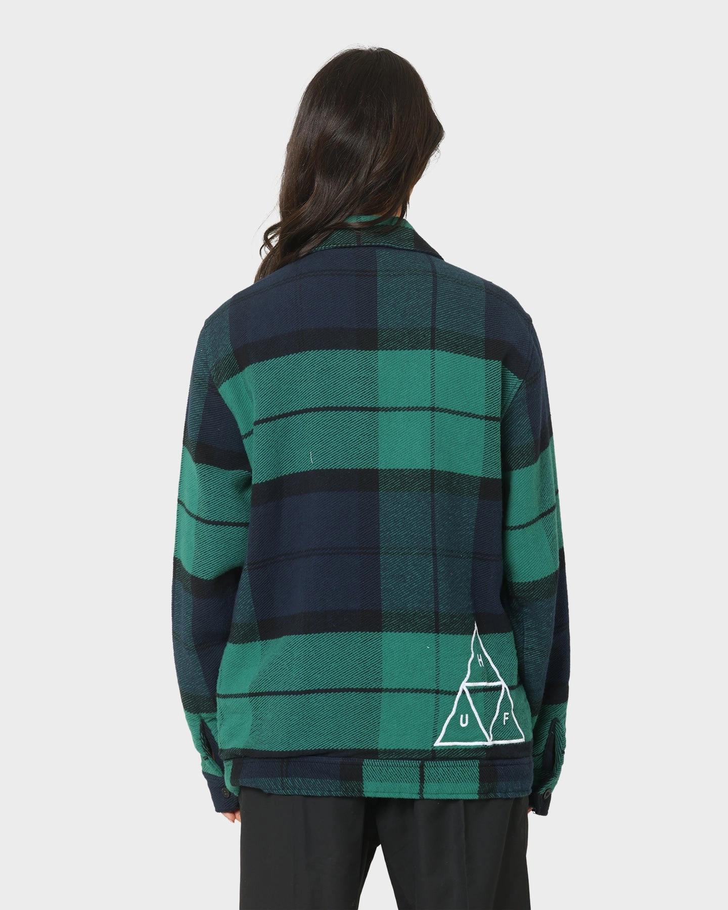 HUF X Pleasures Blackwatch Work Jacket Navy Ultra Thin Insulation White