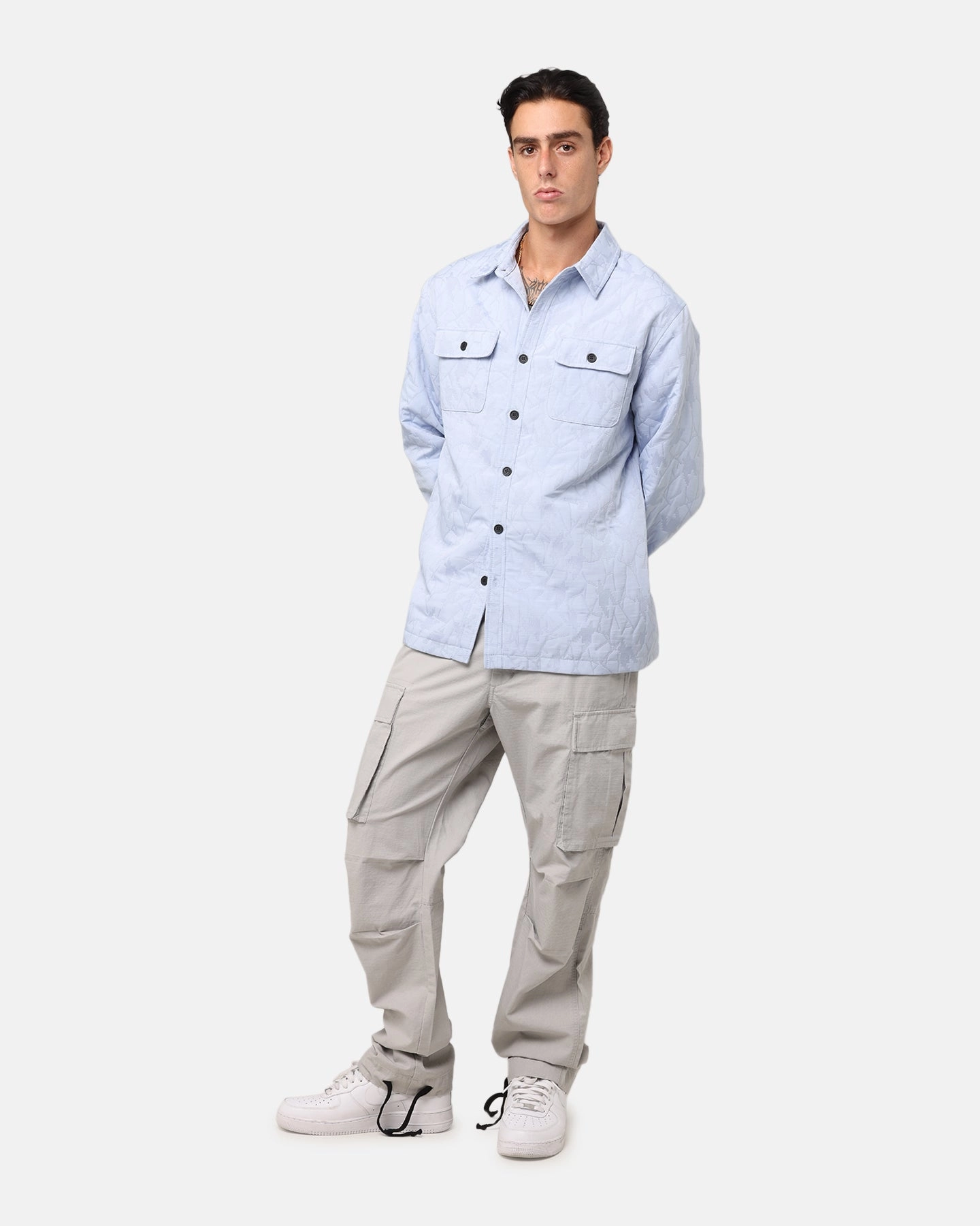 XXIII Nebula Textured Overshirt Blue Breathable mesh Abstract print