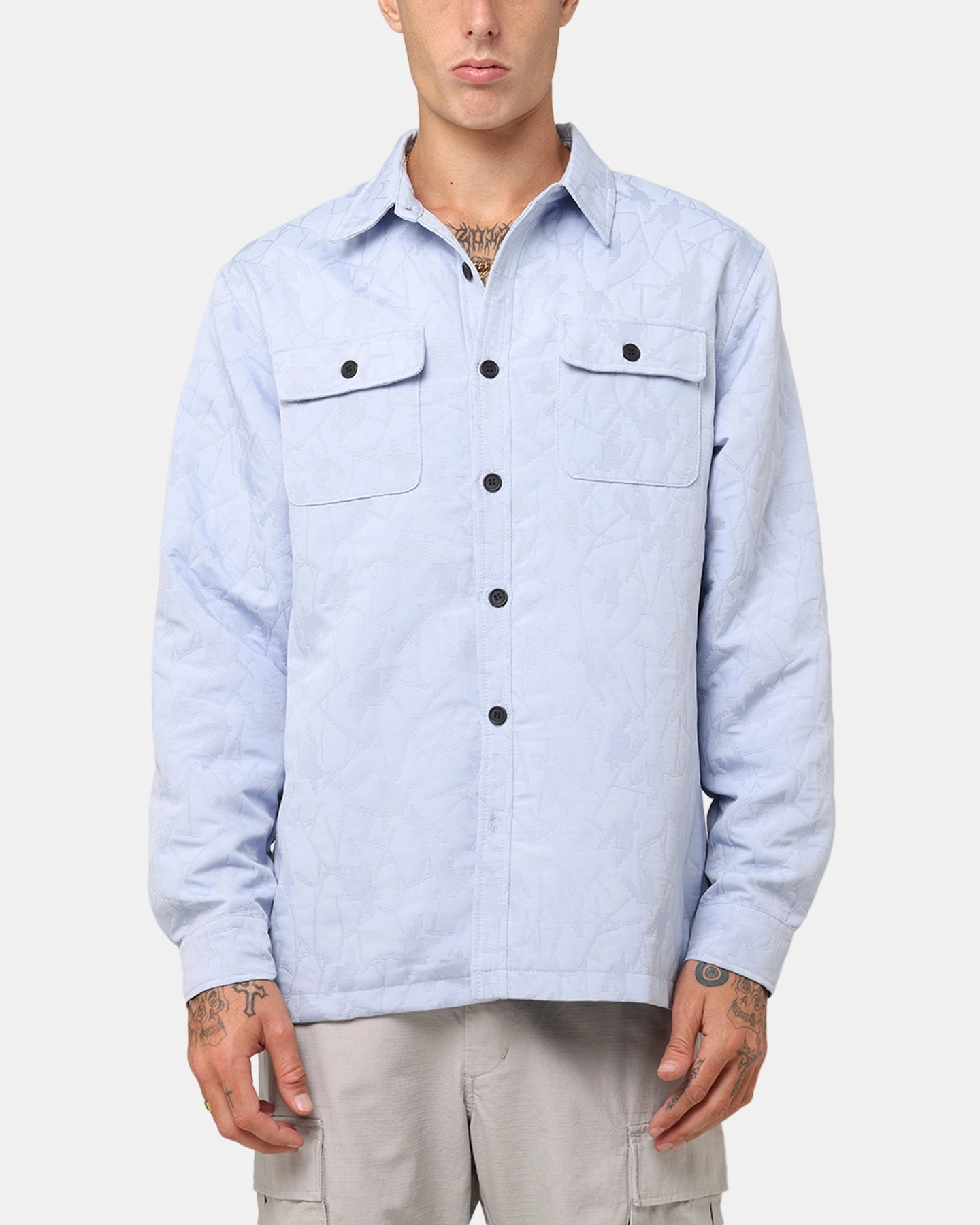 High Density Weave Non Iron XXIII Nebula Textured Overshirt Blue