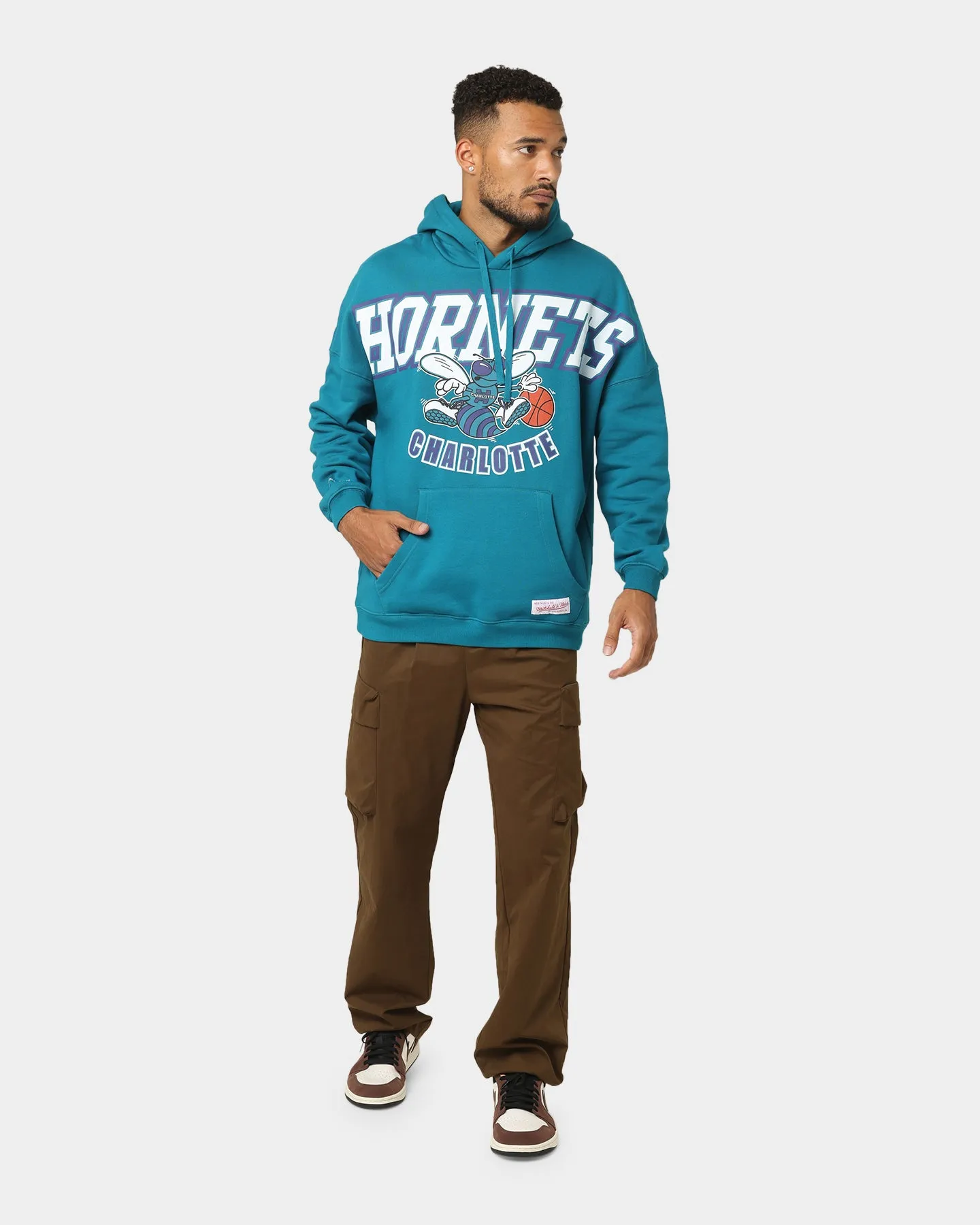 Cozy Outerwear Mitchell & Ness Charlotte Hornets XL Arch Hood Faded Teal