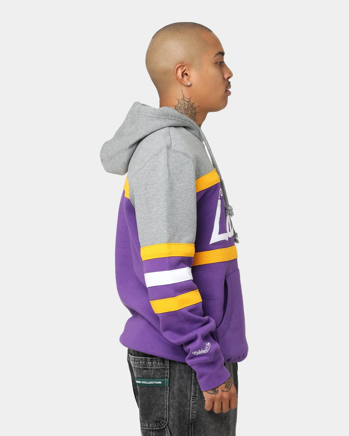 Money Mitchell & Ness Los Angeles Lakers Head Coach Hoodie Purple