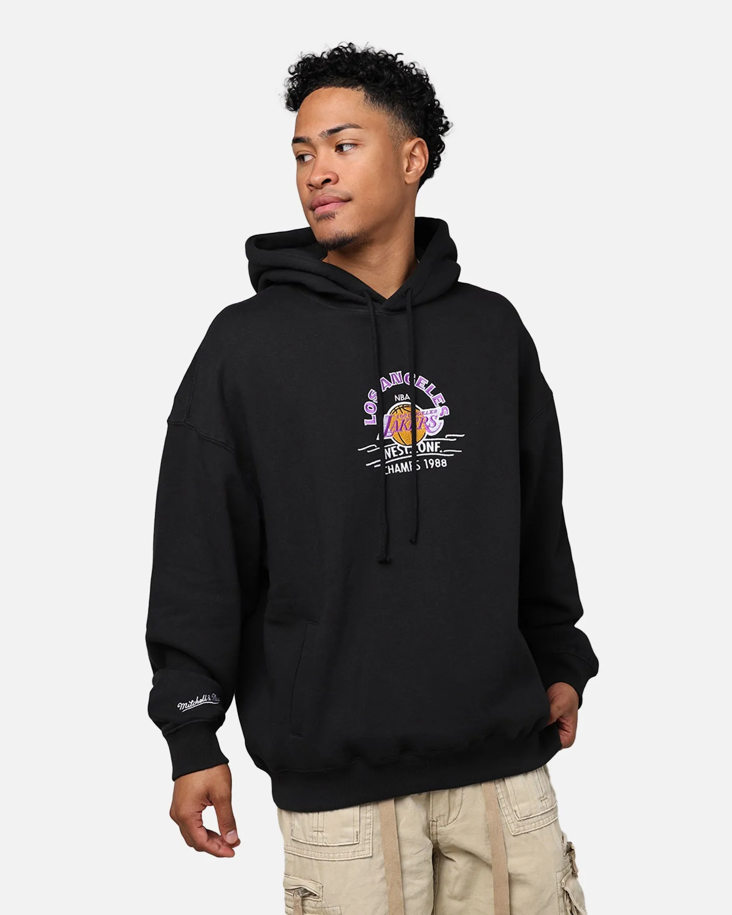 Mitchell & Ness Los Angeles Lakers Letterman Hoodie Black cruise trip Tear Resistant Fabric