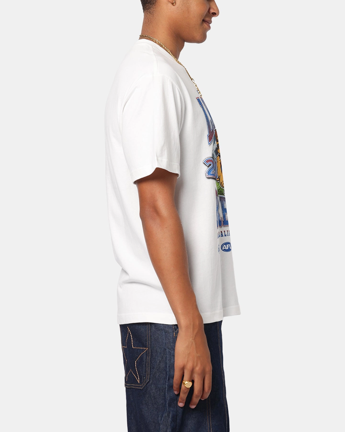 Mitchell & Ness Brisbane Lions Mascot T-Shirt Vintage White Work efficiency