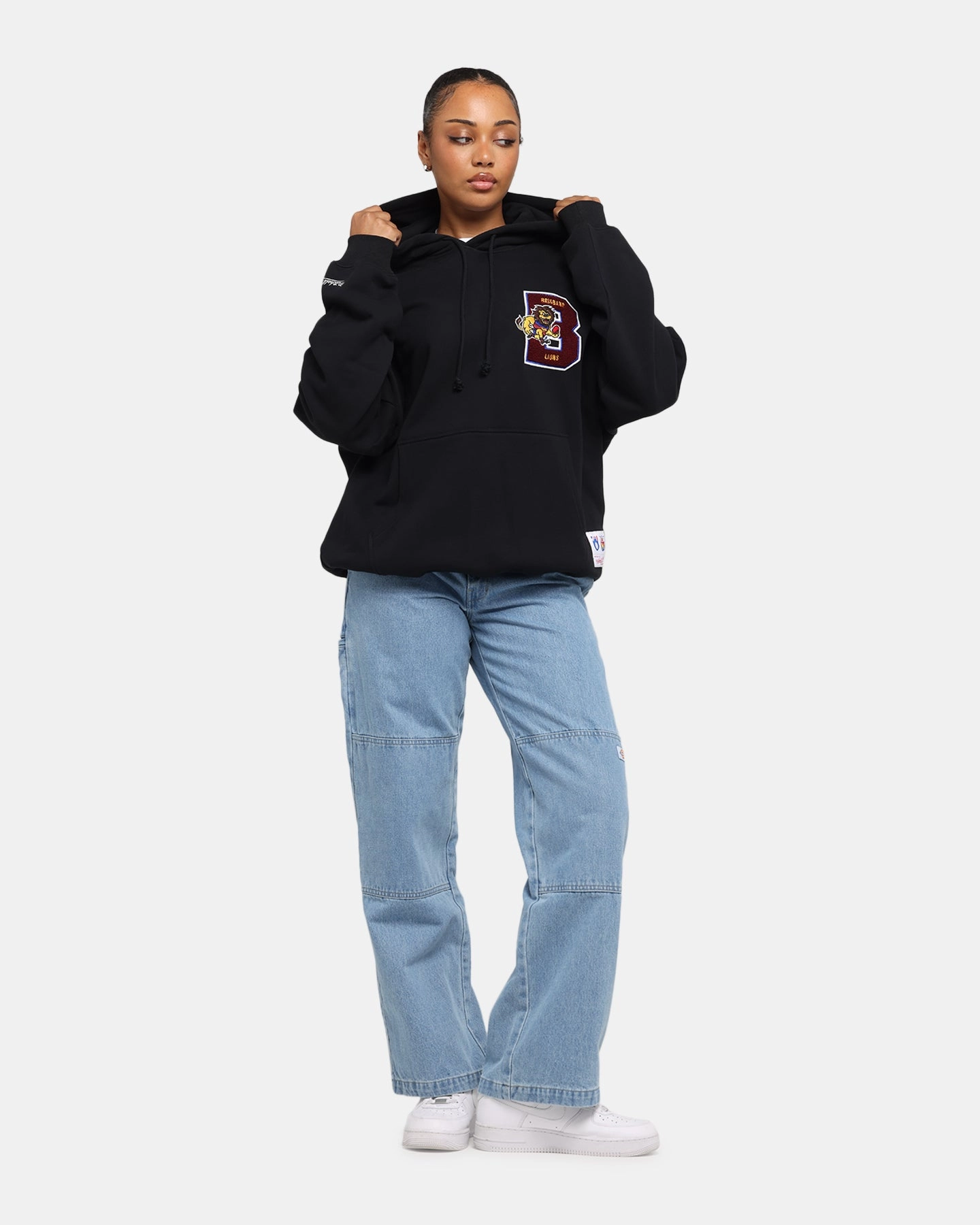 kids' Mitchell & Ness Brisbane Lions Team Hoodie Solid Black