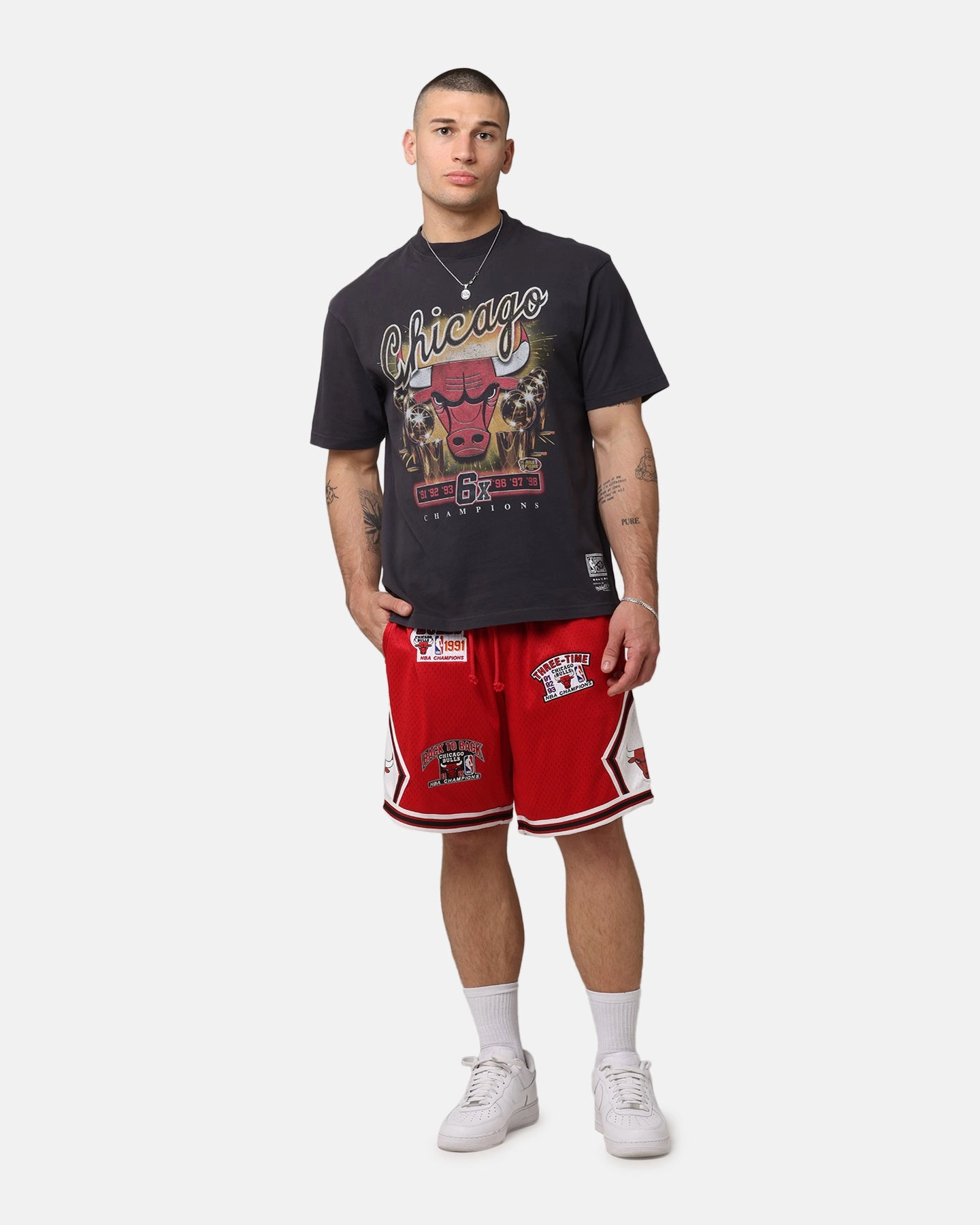 Mitchell & Ness Chicago Bulls 'UNC To Chicago' Champions Shorts Red Mesh Ventilation Zones