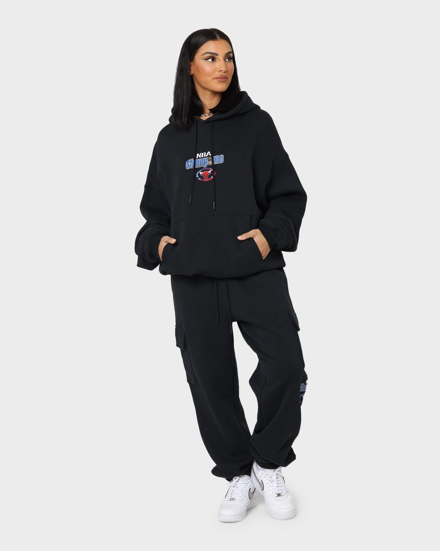 petite size Mitchell & Ness Chicago Bulls Anniversary Hoodie Faded Black