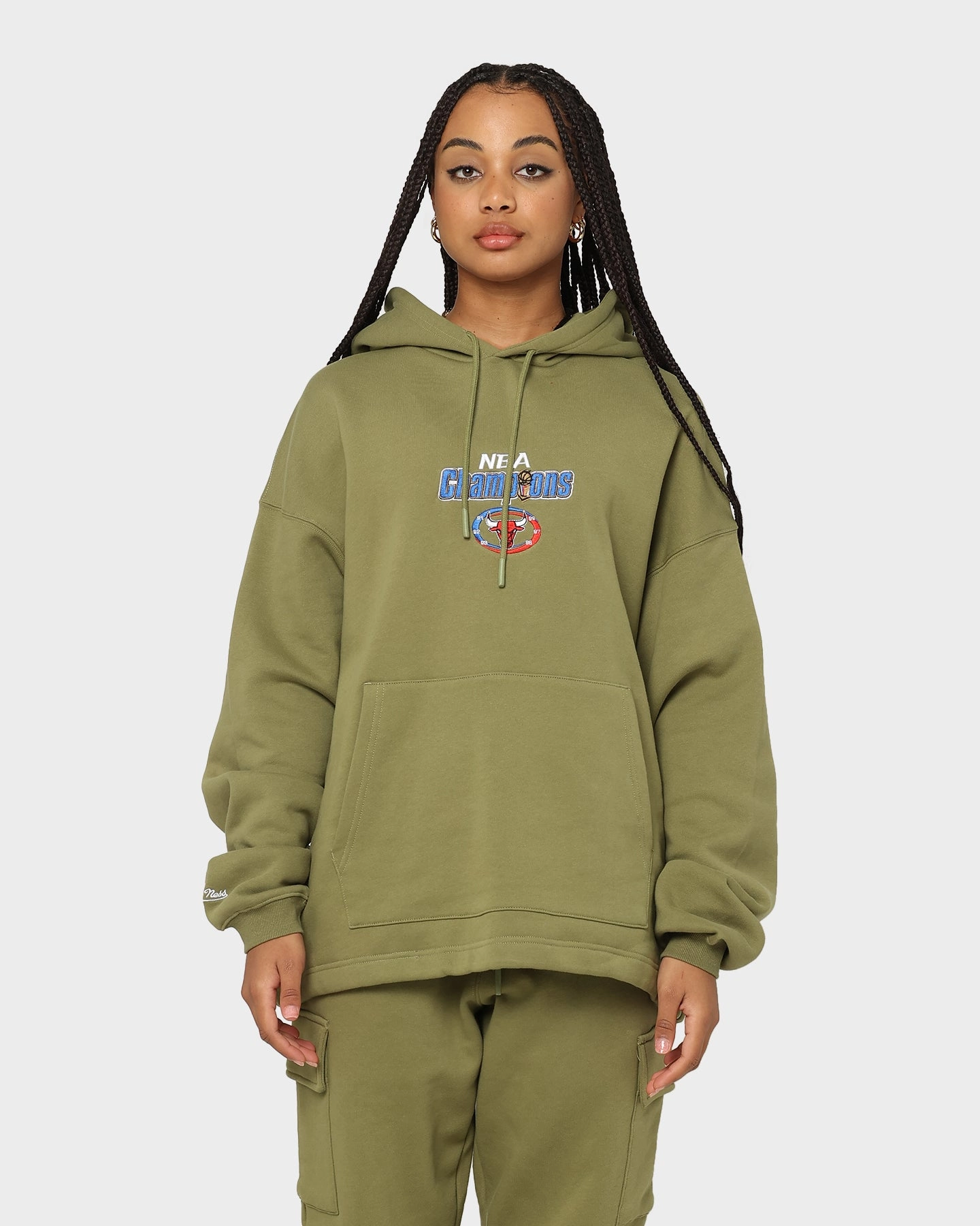 Mitchell & Ness Chicago Bulls Anniversary Hoodie Olive divers Ergonomic Stitching