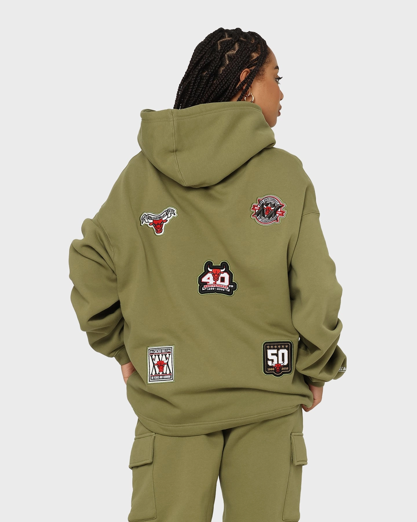Mitchell & Ness Chicago Bulls Anniversary Hoodie Olive cloudy