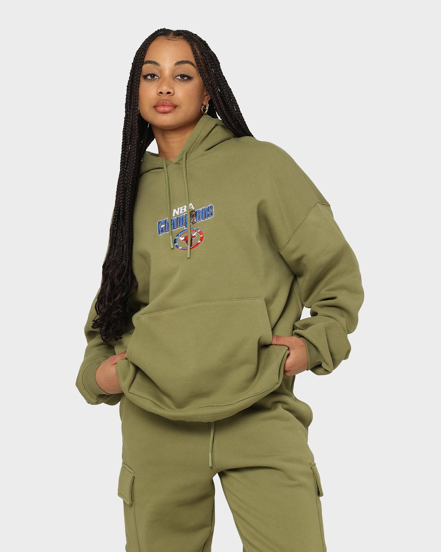 FullLengthZip Mitchell & Ness Chicago Bulls Anniversary Hoodie Olive