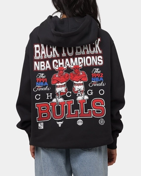 Ribbon Details Mitchell & Ness Chicago Bulls Back To Back Hoodie Faded Black