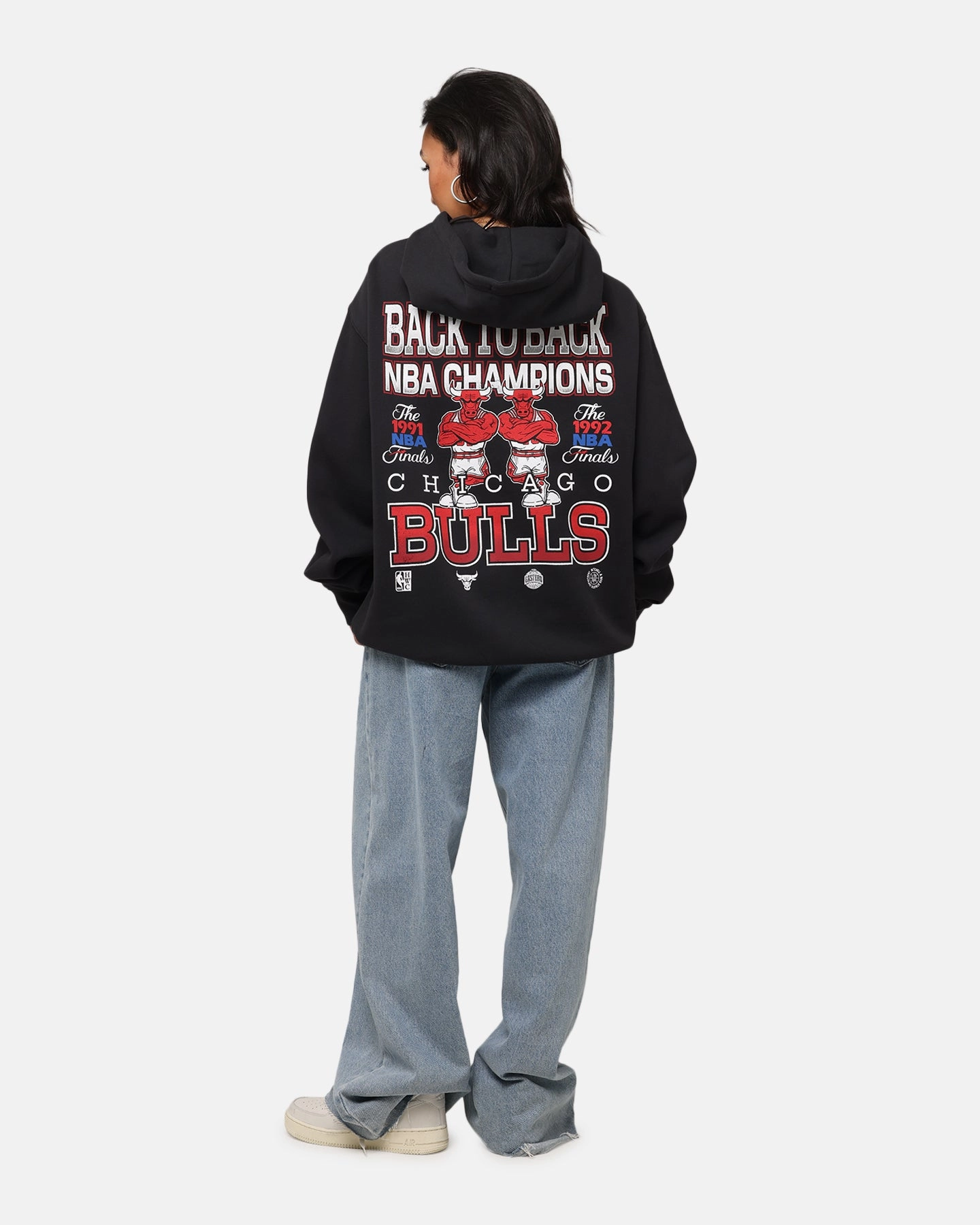 Classic Pullover Design cleaning outfit Mitchell & Ness Chicago Bulls Back To Back Hoodie Faded Black