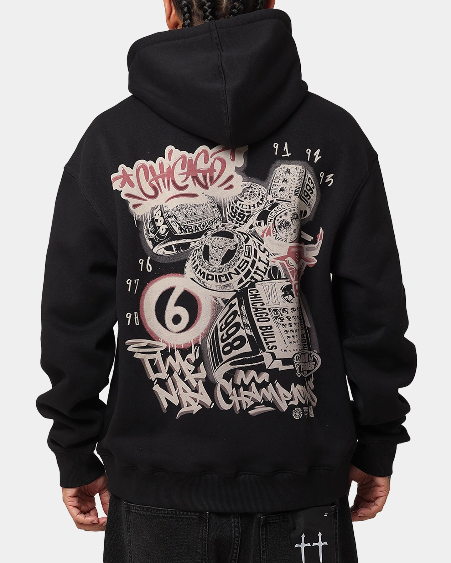 Mitchell & Ness Chicago Bulls Champs Graffiti Hoodie Faded Black High-Performance Wear police officers