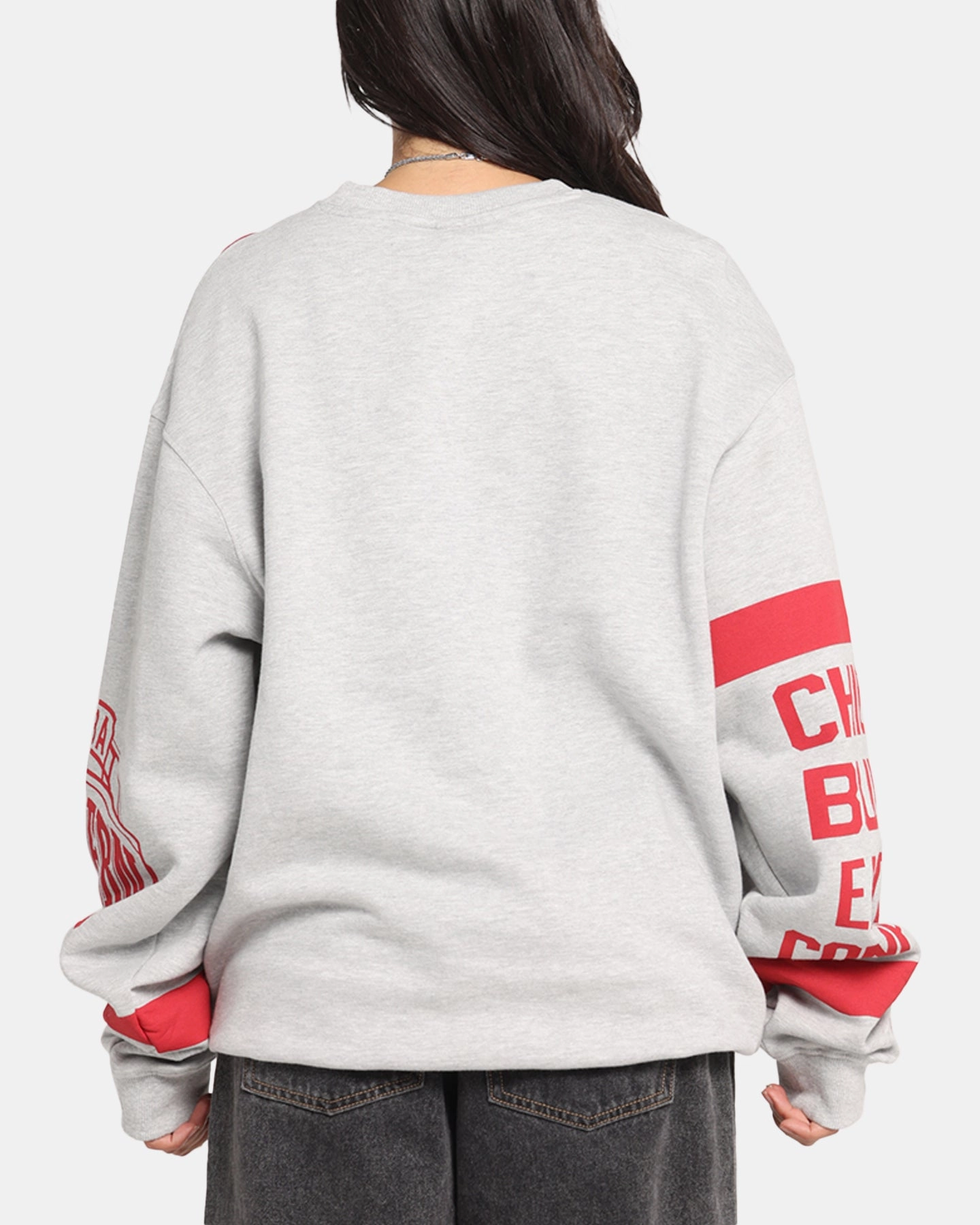 Mitchell & Ness Chicago Bulls Letterform Crewneck Grey Marle/Official Team Color Knitted Layering Simple Comfort