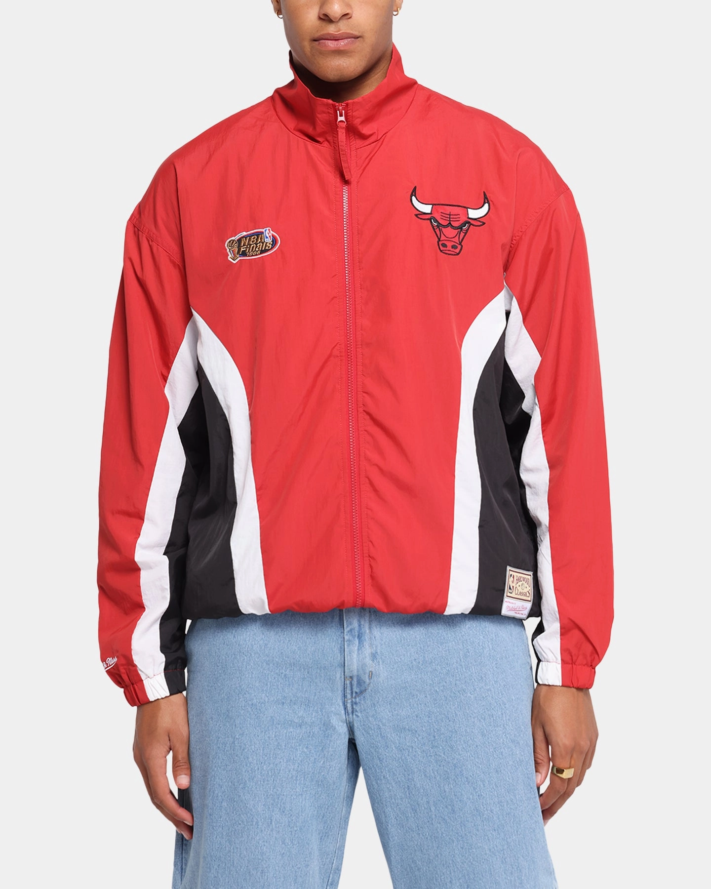 Mitchell & Ness Chicago Bulls Nylon Track Jacket Red/Black QuickDry Moisture Wicking