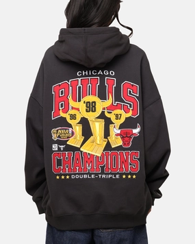 Fleece Lined Mitchell & Ness Chicago Bulls Pinnacle Hoodie Faded Black