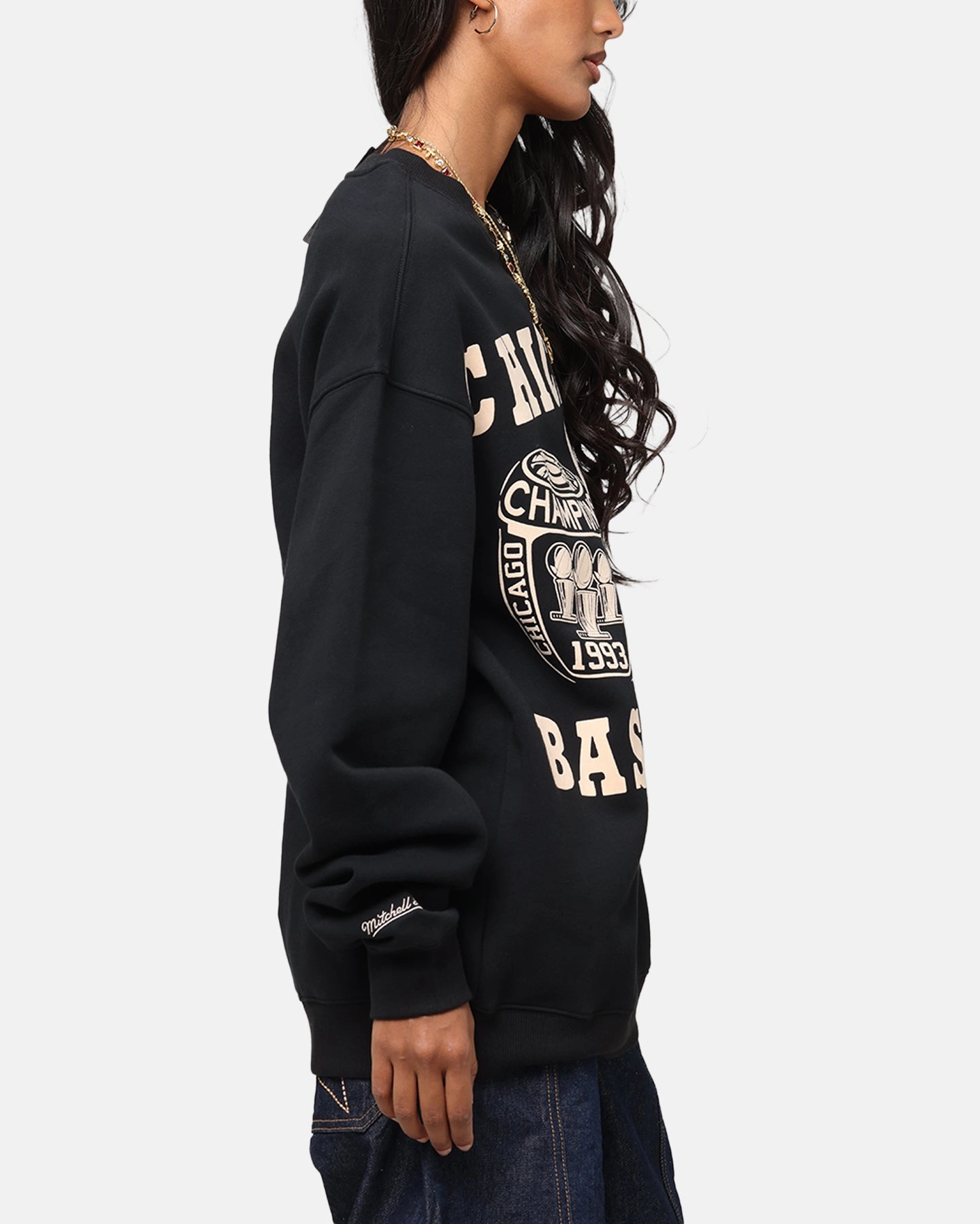 Mitchell & Ness Chicago Bulls Rings Crewneck Black Winter Must-Have Cozy Wear