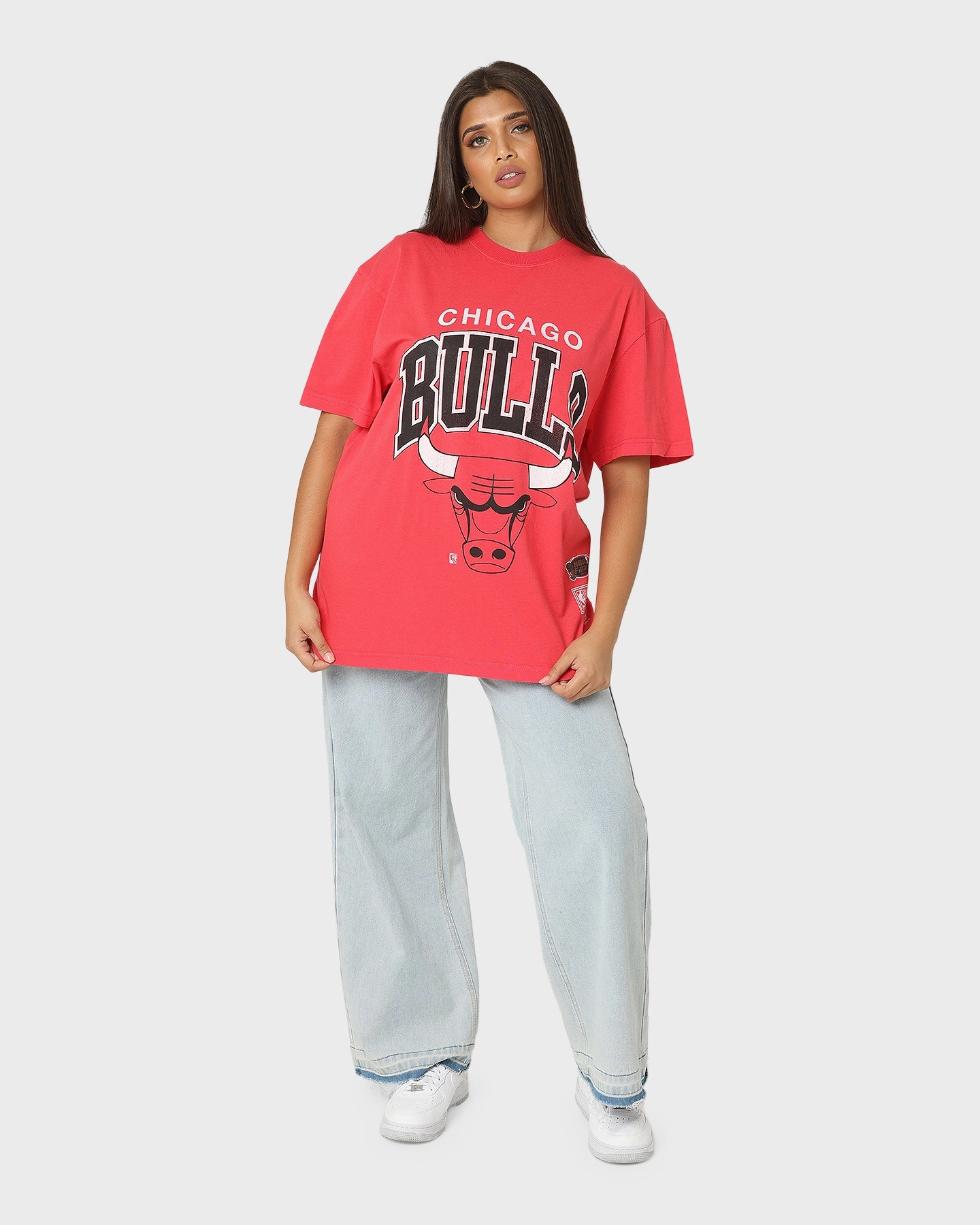 Mitchell & Ness Chicago Bulls XL Arch Vintage T-Shirt Faded Red Light and Breathable