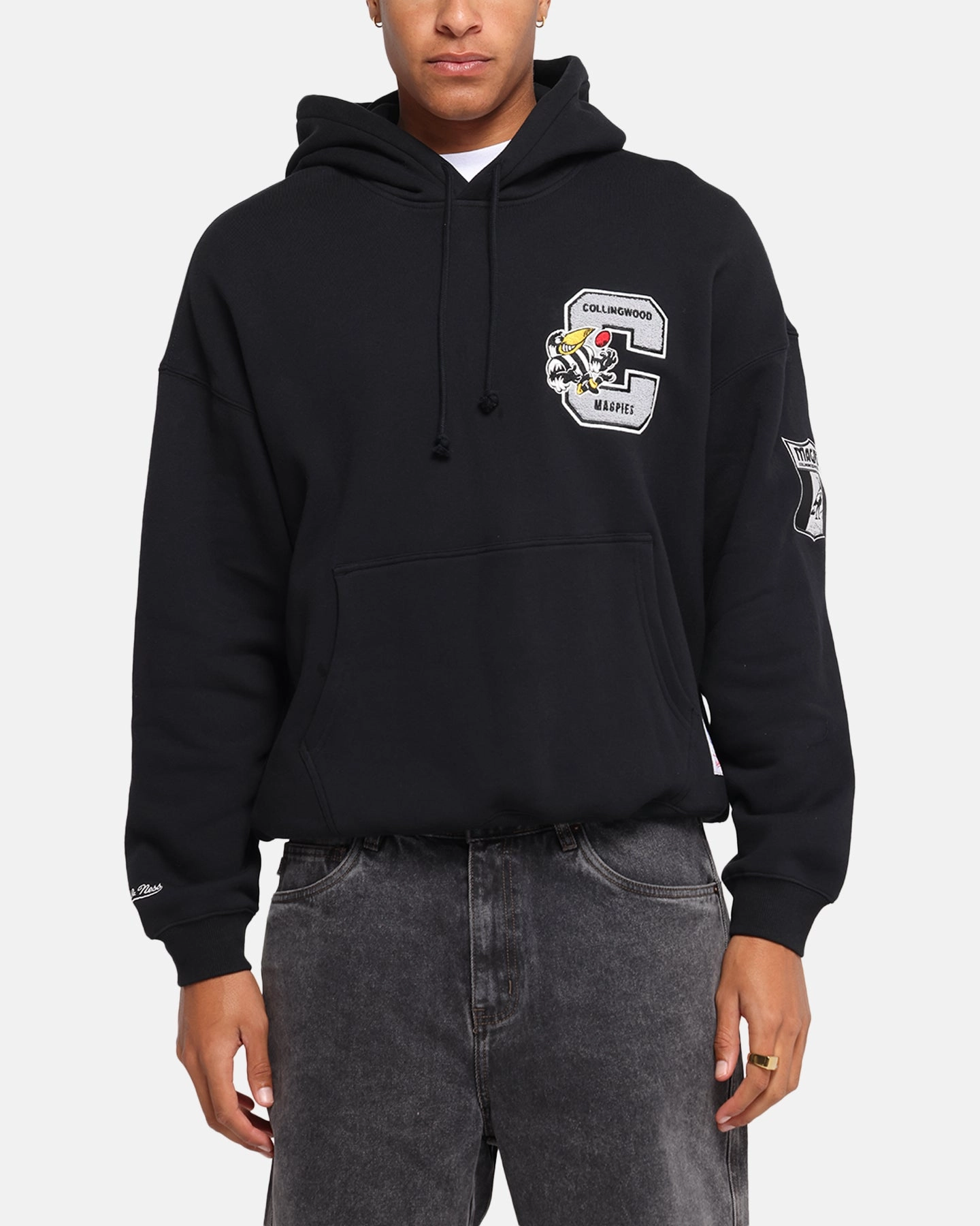 UV Protective Layer Endure Mitchell & Ness Collingwood Magpies Team Hoodie Solid Black
