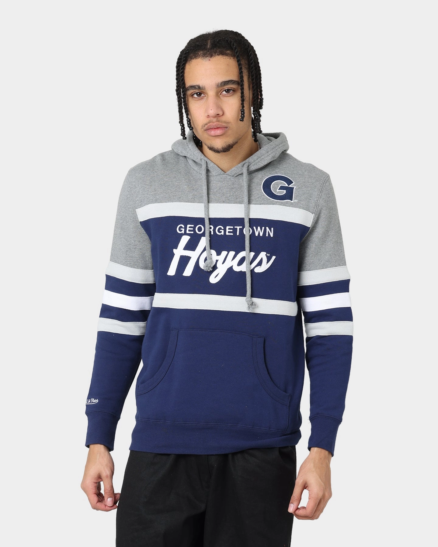 Mitchell & Ness Georgetown Hoyas Head Coach Hoodie Navy Washable Athletic Apparel