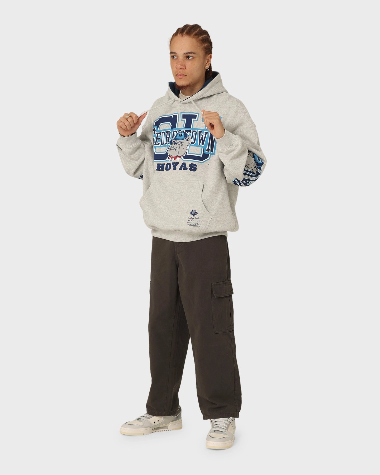 Mitchell & Ness Georgetown Hoyas Hussle Hoodie Vintage Grey Marle car