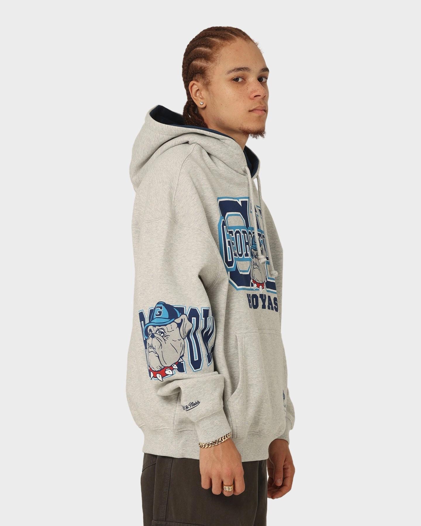 Mitchell & Ness Georgetown Hoyas Hussle Hoodie Vintage Grey Marle second - hand Hand washable