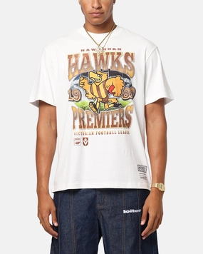 Mitchell & Ness Hawthorn Hawks Mascot T-Shirt Vintage White Daily Comfort Style