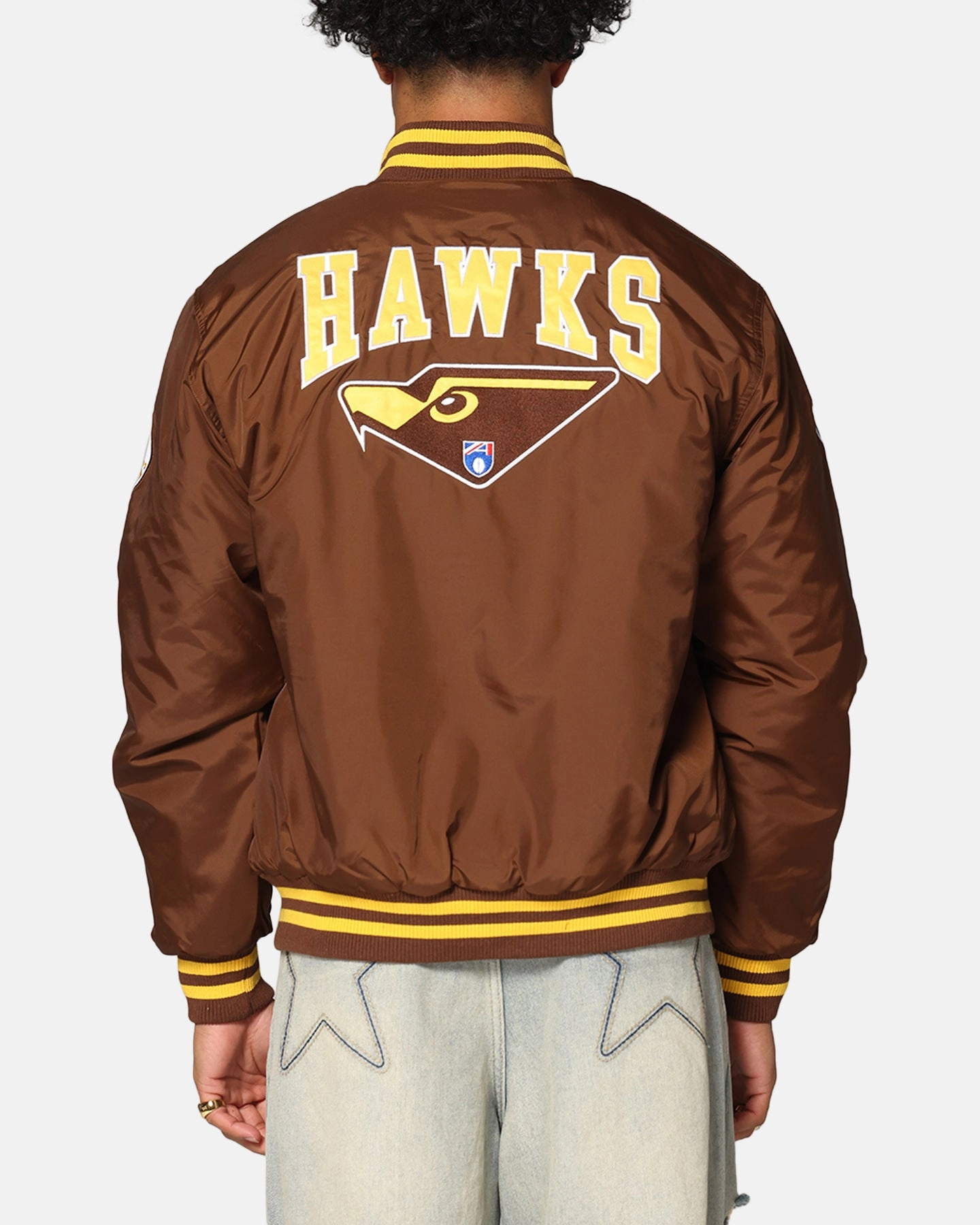 Mitchell & Ness Hawthorn Hawks Team Bomber Jacket Brown Heat Control
