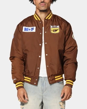Knee Length sunset Mitchell & Ness Hawthorn Hawks Team Bomber Jacket Brown