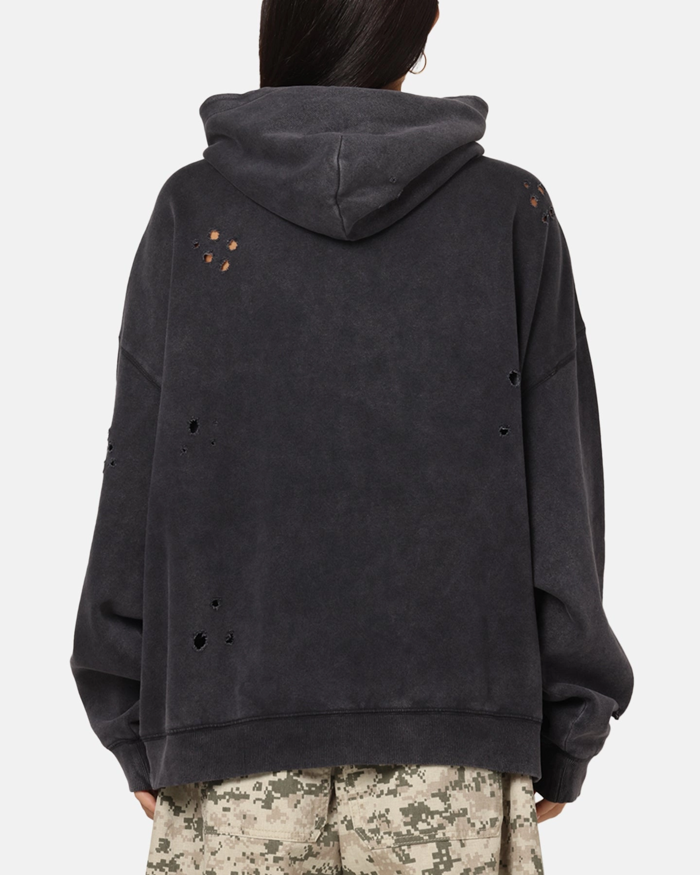 Bold Street Mitchell & Ness Las Vegas Raiders Distressed Rhinestone Logo Hoodie Faded Black