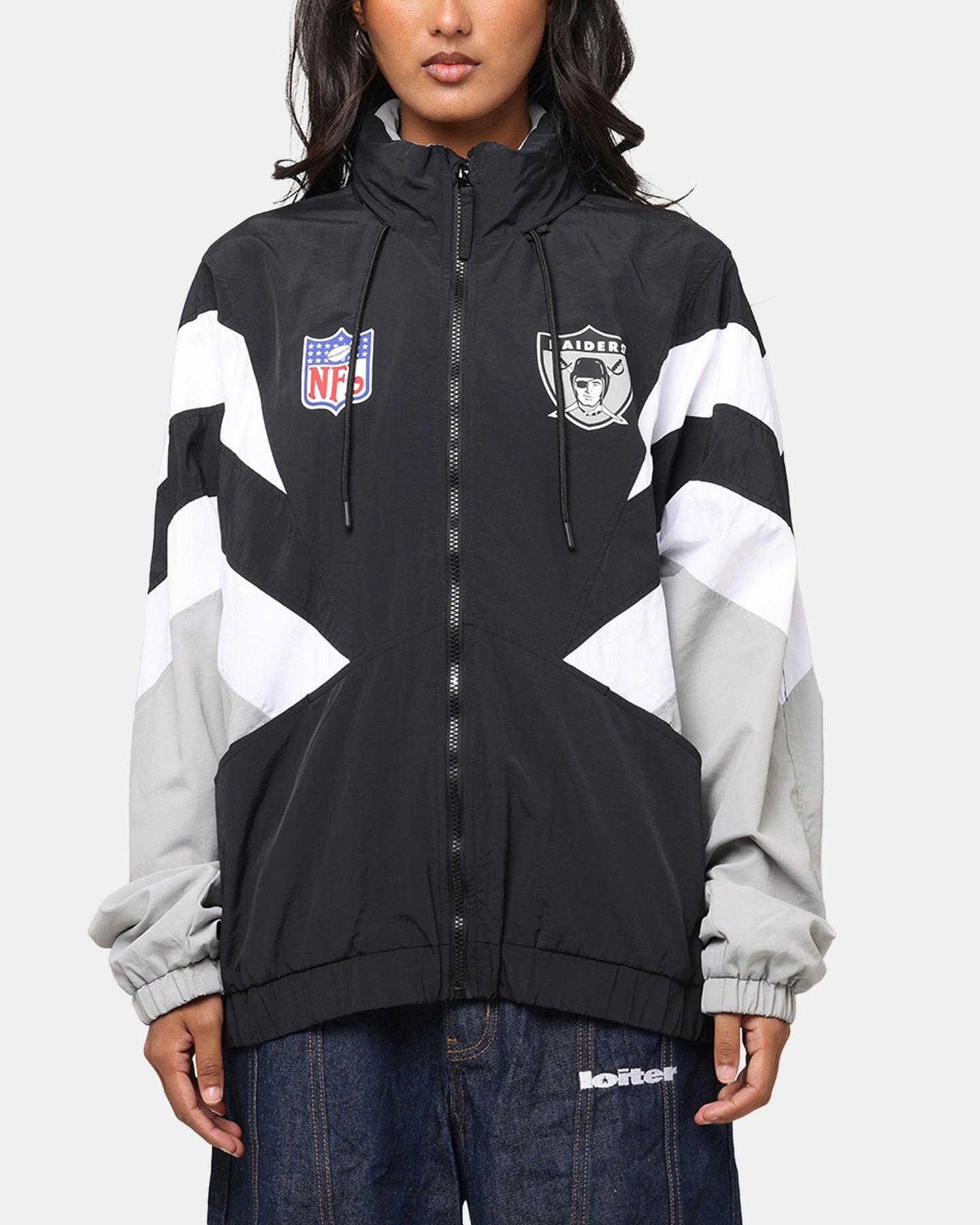 suitable for trade shows Mitchell & Ness Las Vegas Raiders Spray Jacket Black/Grey