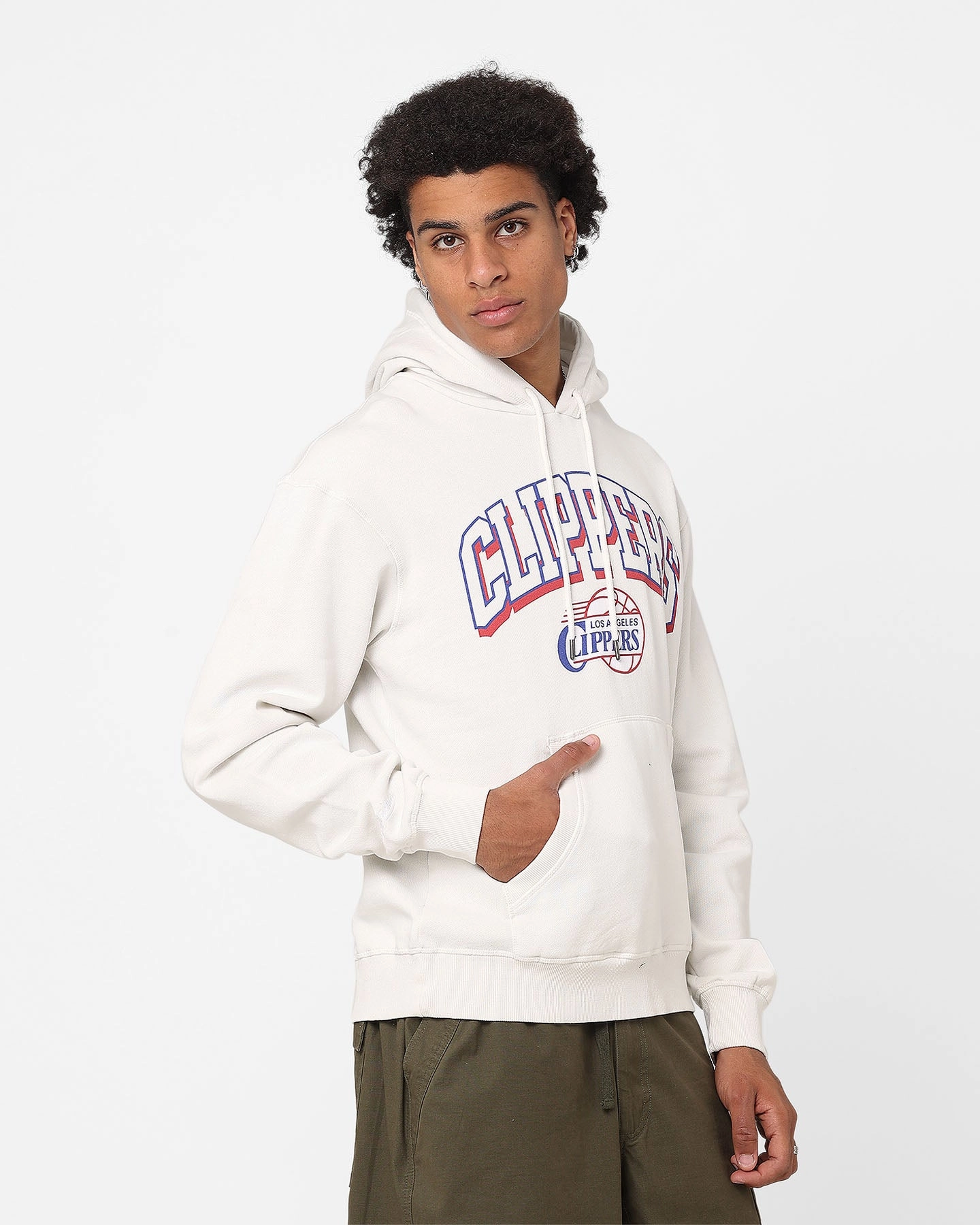 Mitchell & Ness Los Angeles Clippers Vintage Keyline Logo Hoodie Vintage White Minimalist