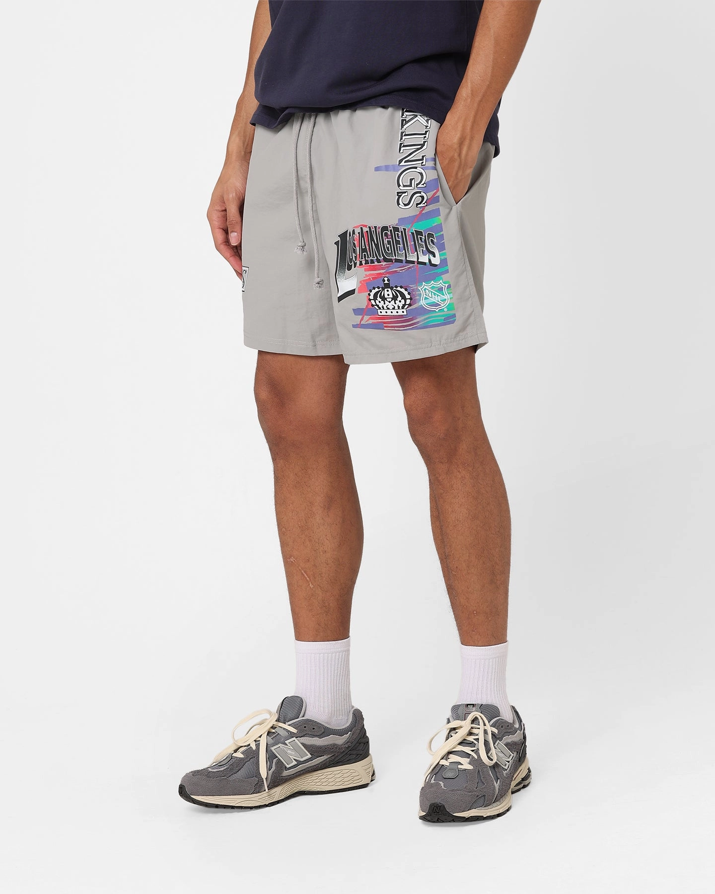 Versatile Layering Capability fishing outfit Mitchell & Ness Los Angeles Kings Nylon Shorts Grey