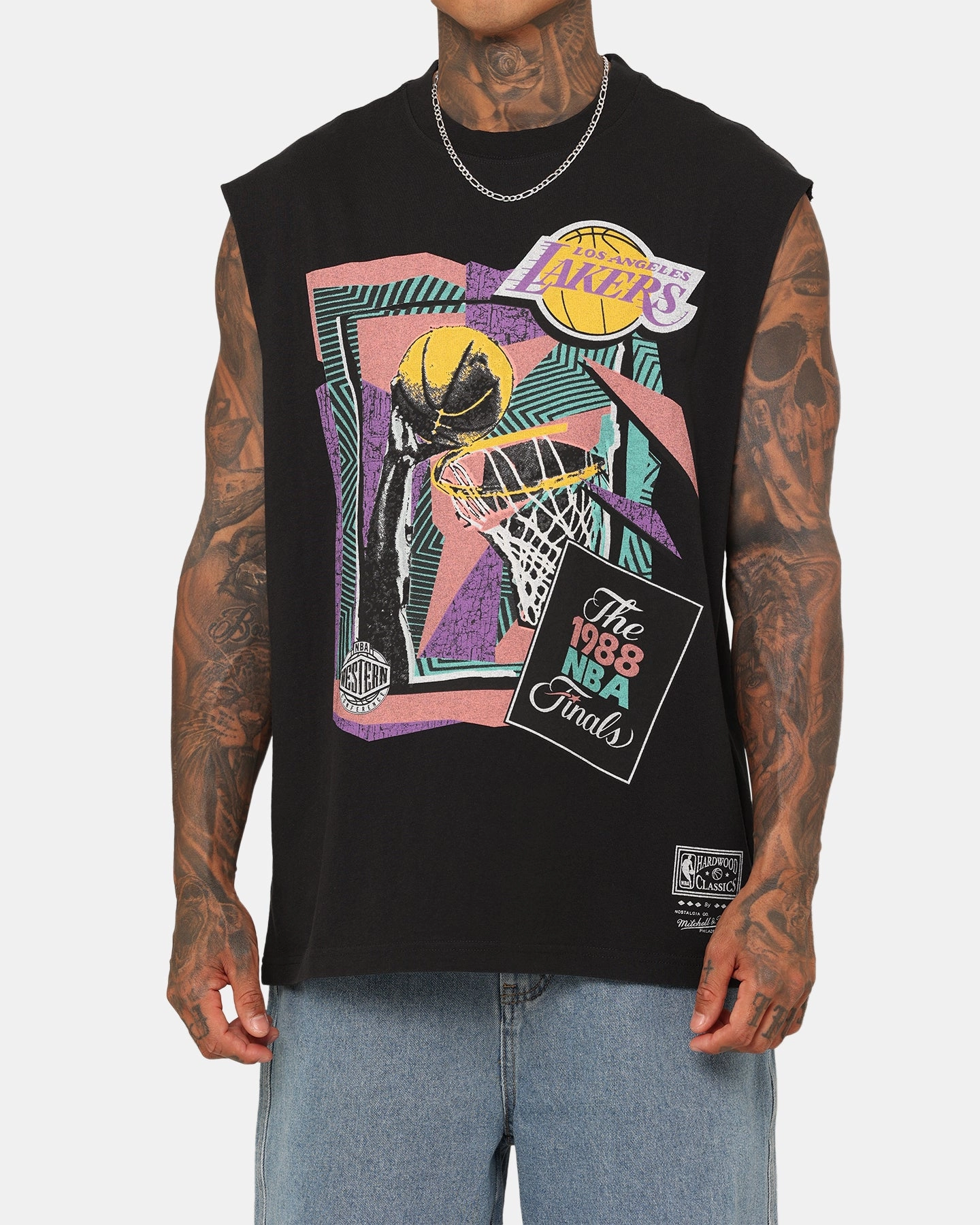 Essential Comfort Mitchell & Ness Los Angeles Lakers 1988 Finals Muscle T-Shirt Black