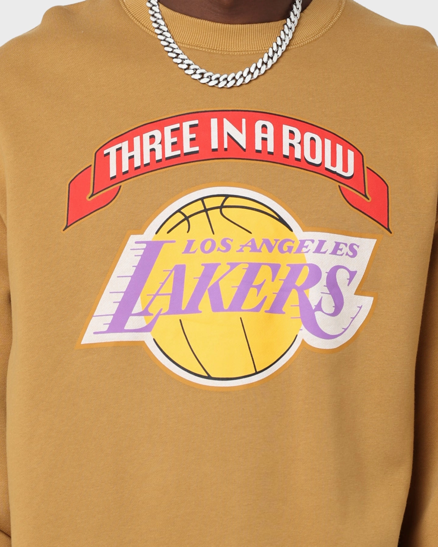 Breathable mesh panel Mitchell & Ness Los Angeles Lakers 3-Peat Crewneck Bone Brown