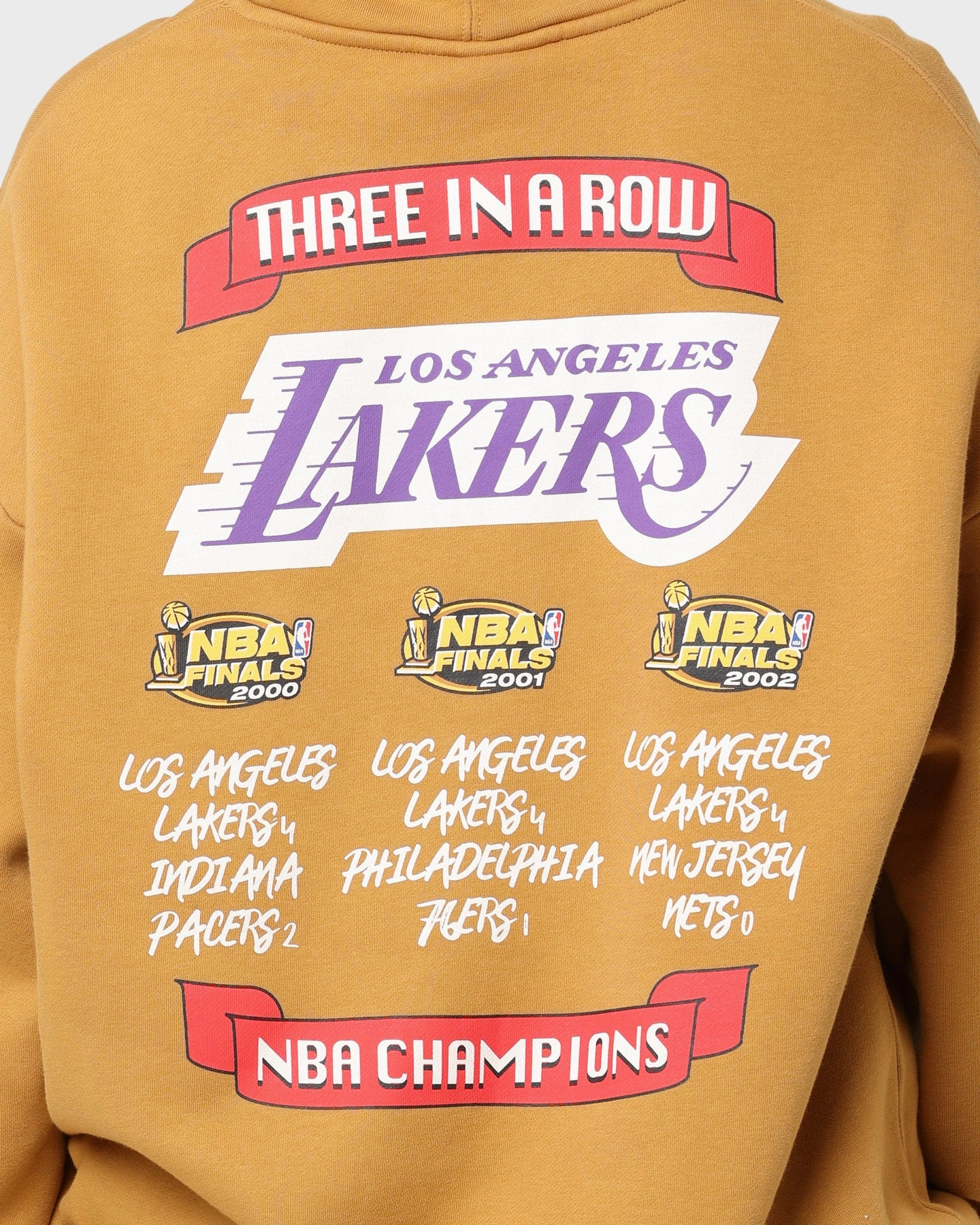 Wind Lock Mitchell & Ness Los Angeles Lakers 3-Peat Hoodie Bone Brown