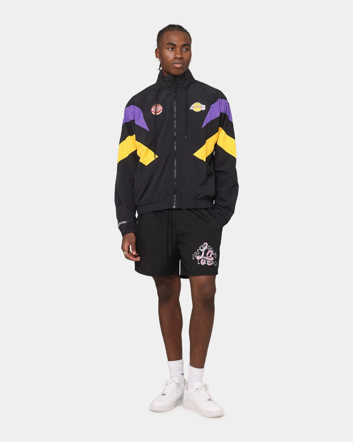 Rubberized Waist Grip fishing outfit Mitchell & Ness Los Angeles Lakers All Attack Shorts Black