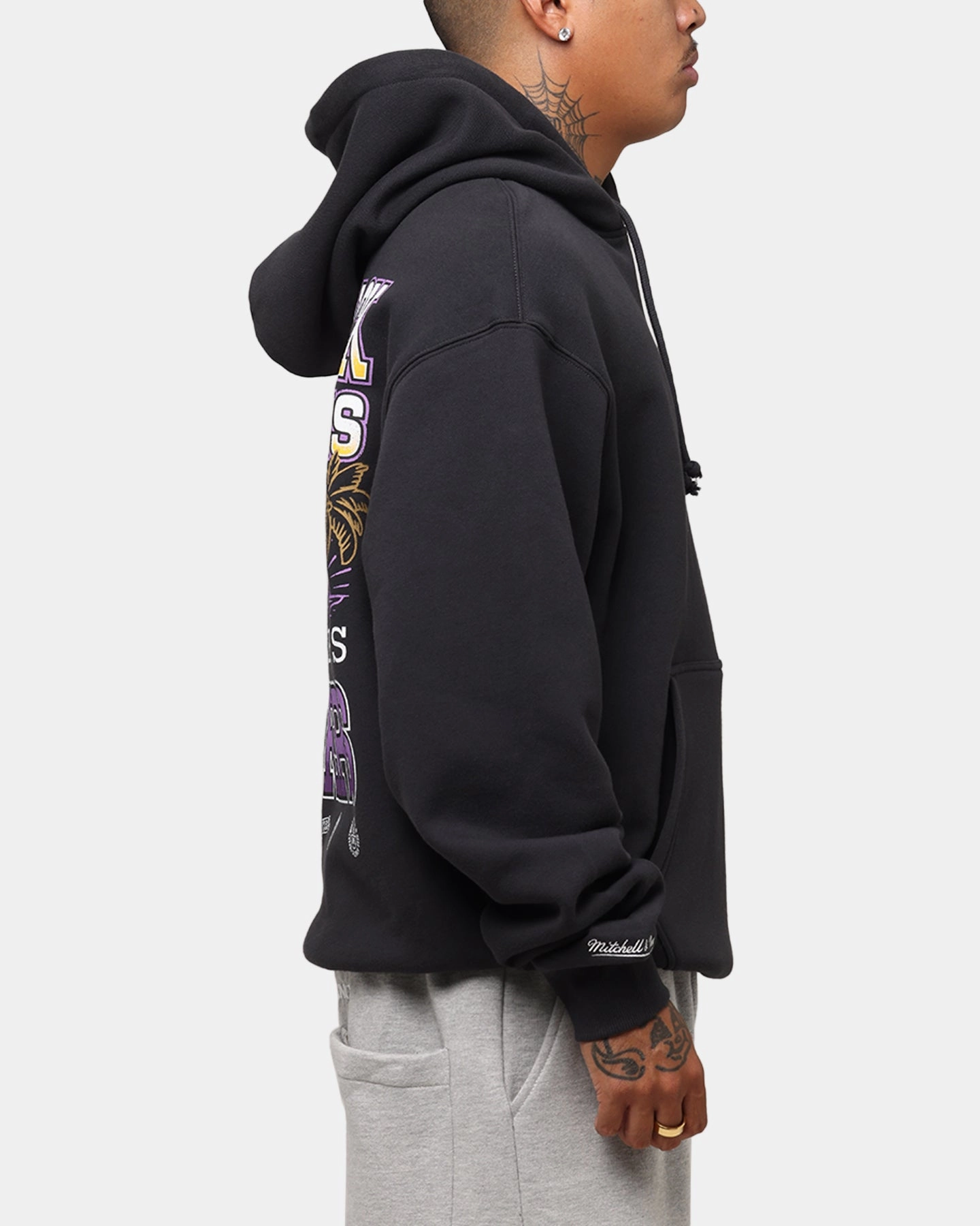 Mitchell & Ness Los Angeles Lakers Back To Back Hoodie Faded Black Gazelle like Triple Stitch Seams