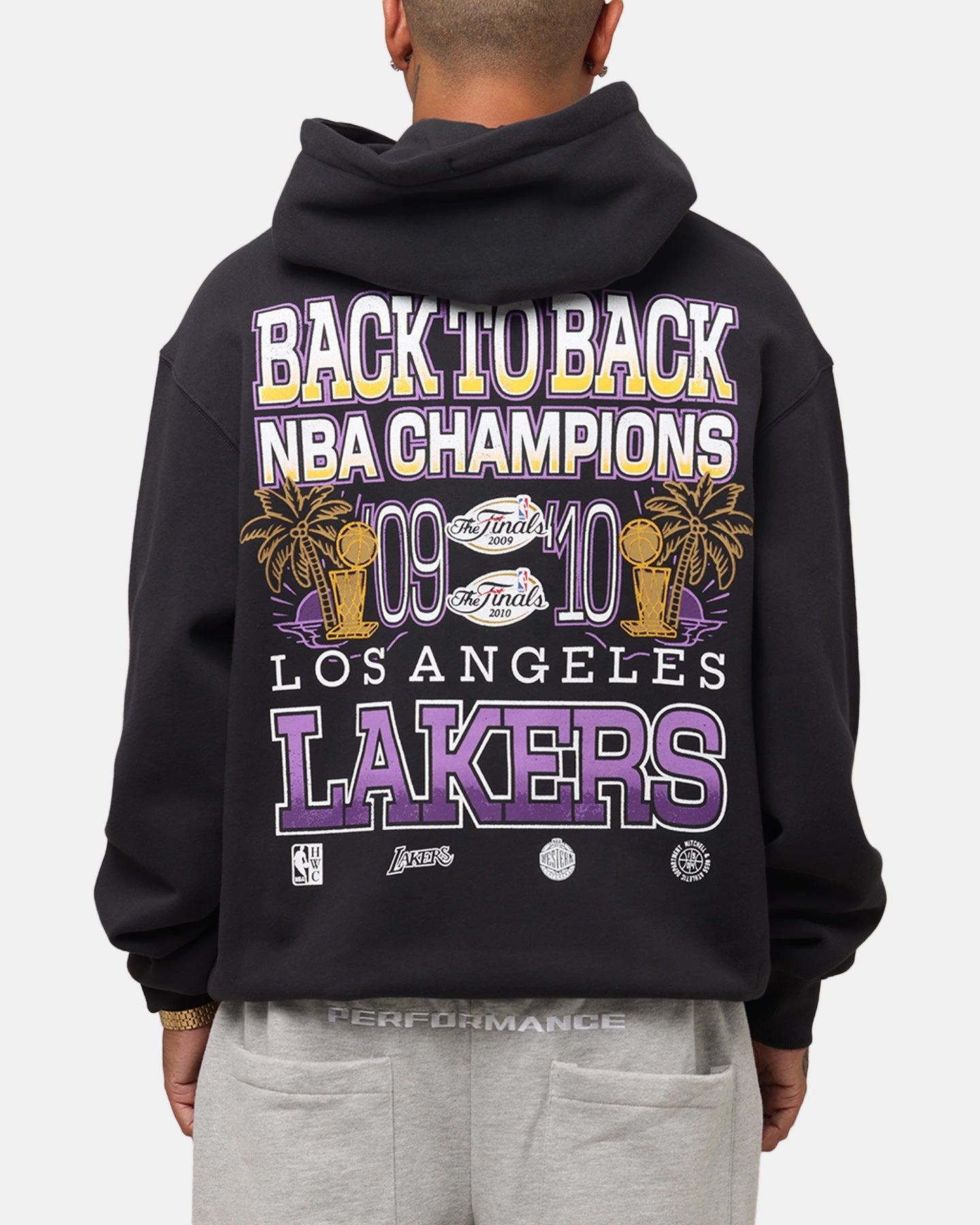 Goat like Mitchell & Ness Los Angeles Lakers Back To Back Hoodie Faded Black