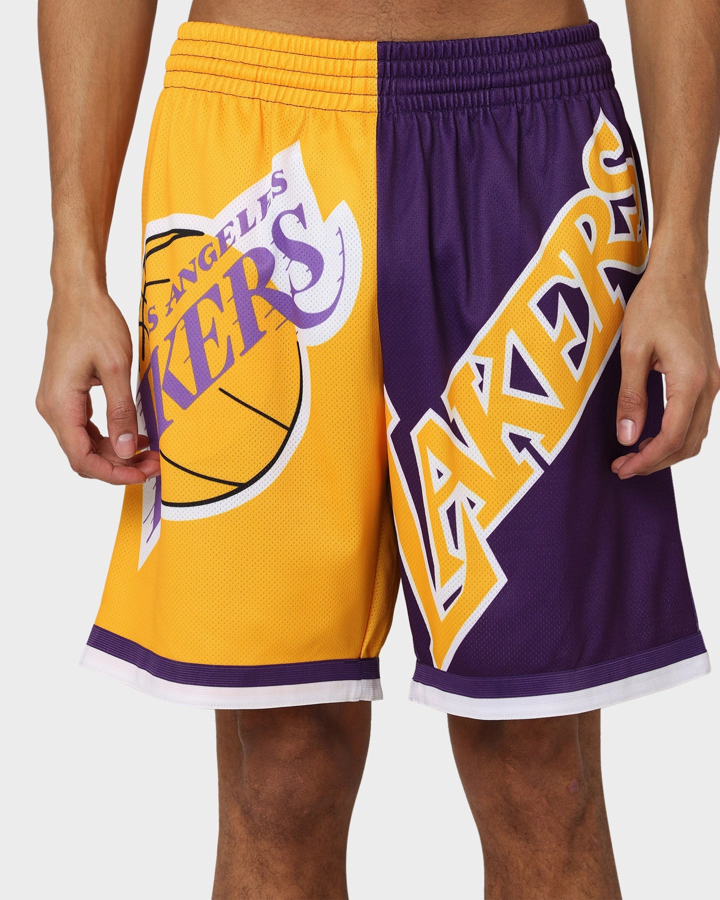 Mitchell & Ness Los Angeles Lakers Big Face 5.0 Shorts Yellow Anti Pilling Technology Water Repellent Finish