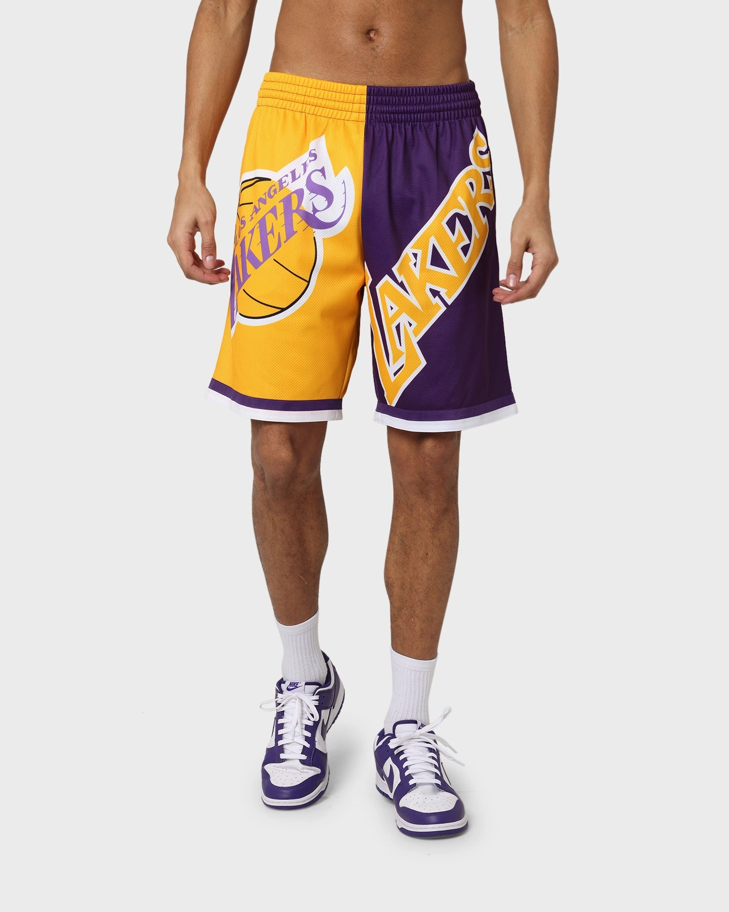 thermal fabric long-lasting quality Mitchell & Ness Los Angeles Lakers Big Face 5.0 Shorts Yellow