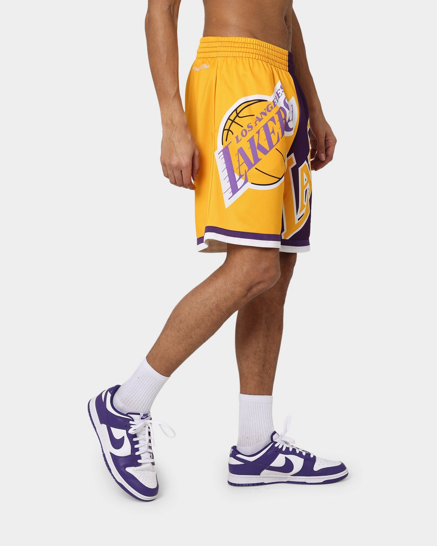 Mitchell & Ness Los Angeles Lakers Big Face 5.0 Shorts Yellow Easy Fit Double Layered Reinforcement