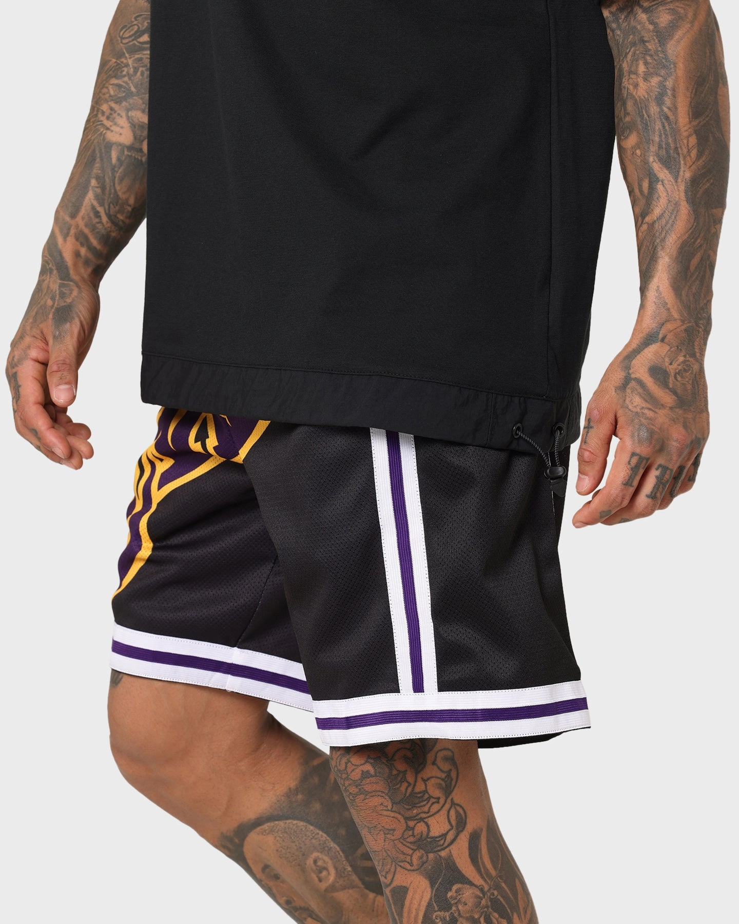 Formal Occasion Versatile Fit Mitchell & Ness Los Angeles Lakers Blown Out Fashion Shorts Black