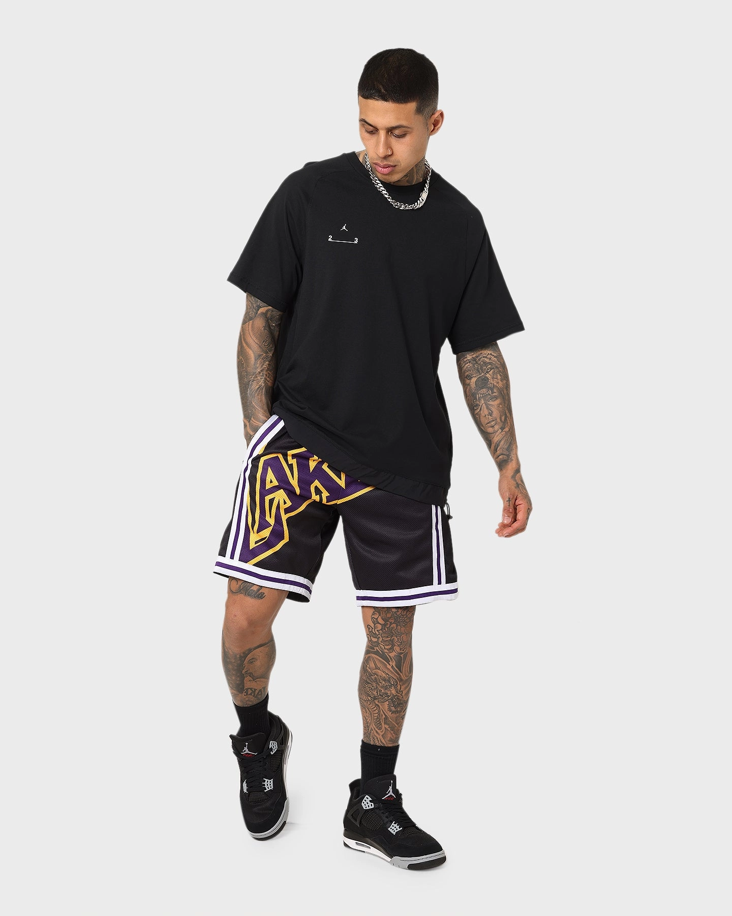 Mitchell & Ness Los Angeles Lakers Blown Out Fashion Shorts Black Rubberized Grip Waistband