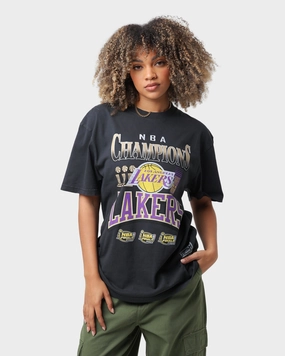 Reinforced Shoulder Seams Everyday Trend Mitchell & Ness Los Angeles Lakers Champs Short Sleeve T-Shirt Black