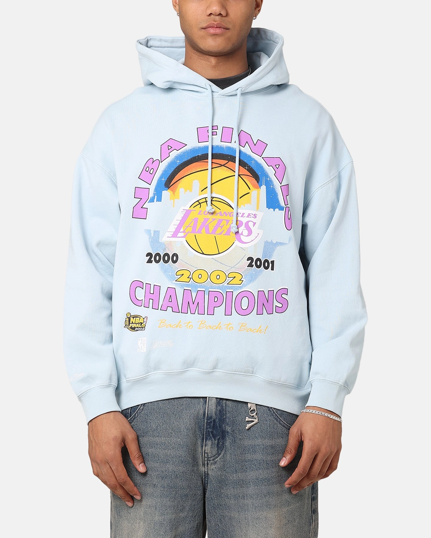 Mitchell & Ness Los Angeles Lakers Finals Champion Hoodie Light Blue Warthog like Zippered Front Closure