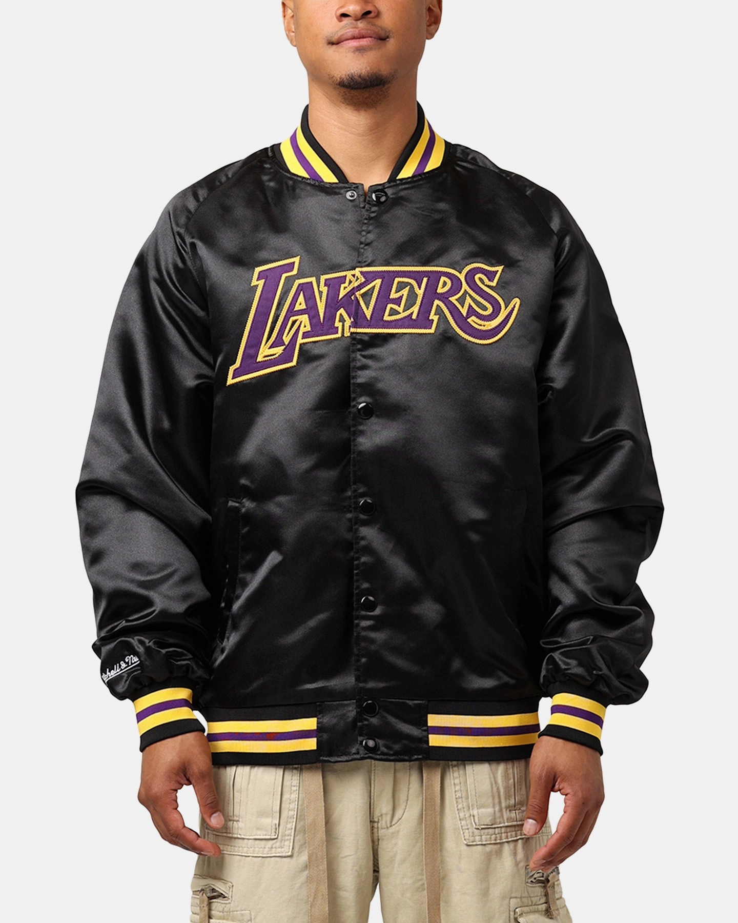 Recycled Material Condition Mitchell & Ness Los Angeles Lakers Lightweight Satin Jacket Black