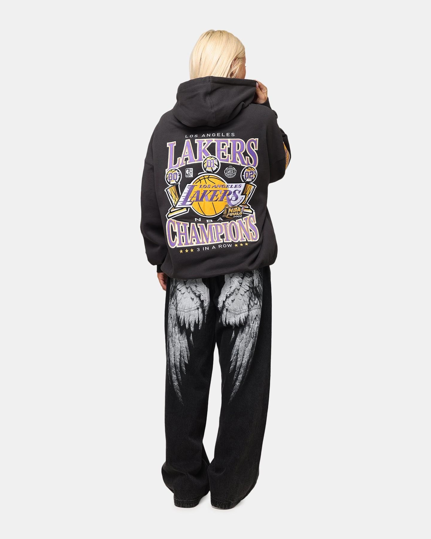 suitable for video shooting Mitchell & Ness Los Angeles Lakers Pinnacle Hoodie Faded Black