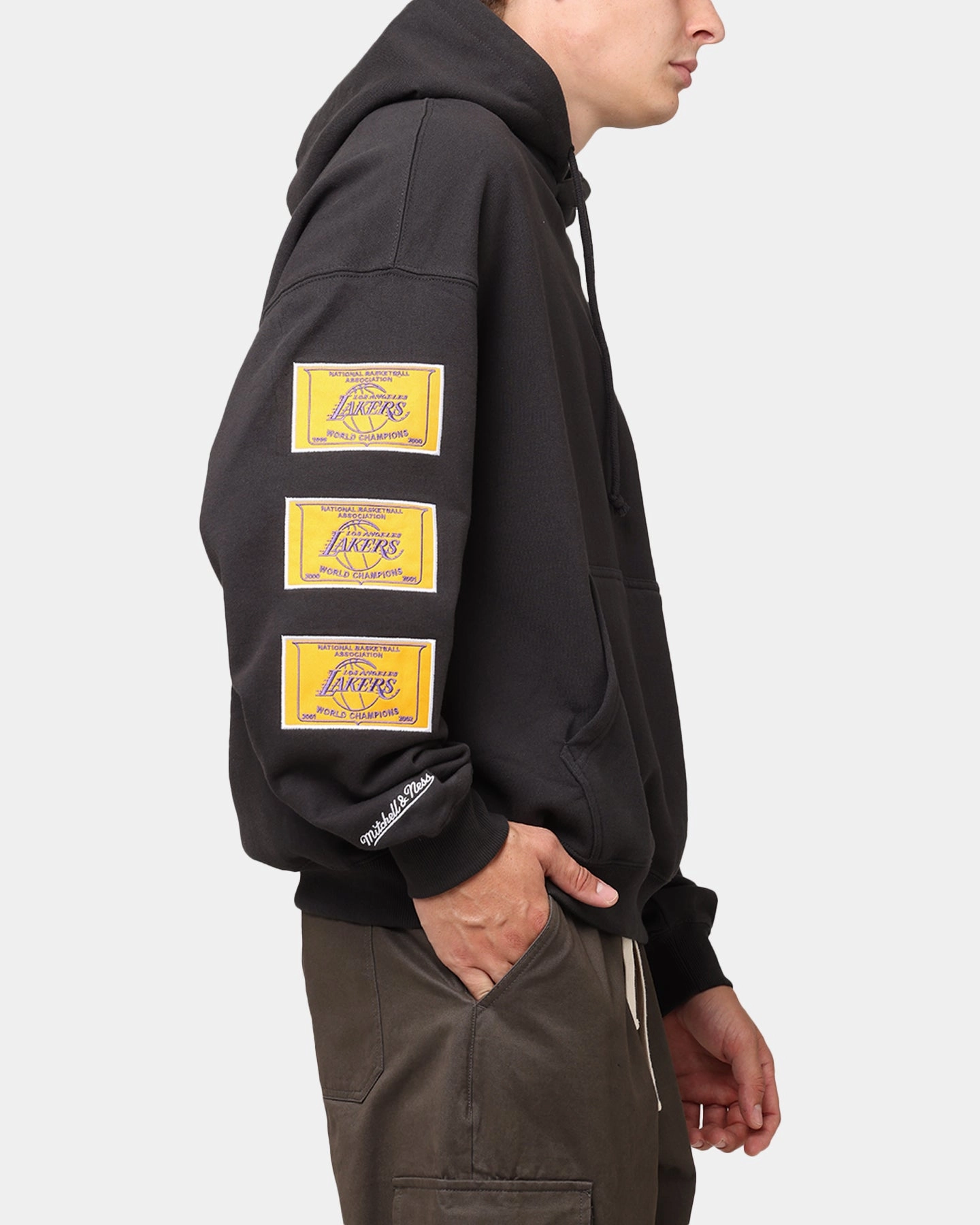 Mitchell & Ness Los Angeles Lakers Pinnacle Hoodie Faded Black Frost Shield Surfer